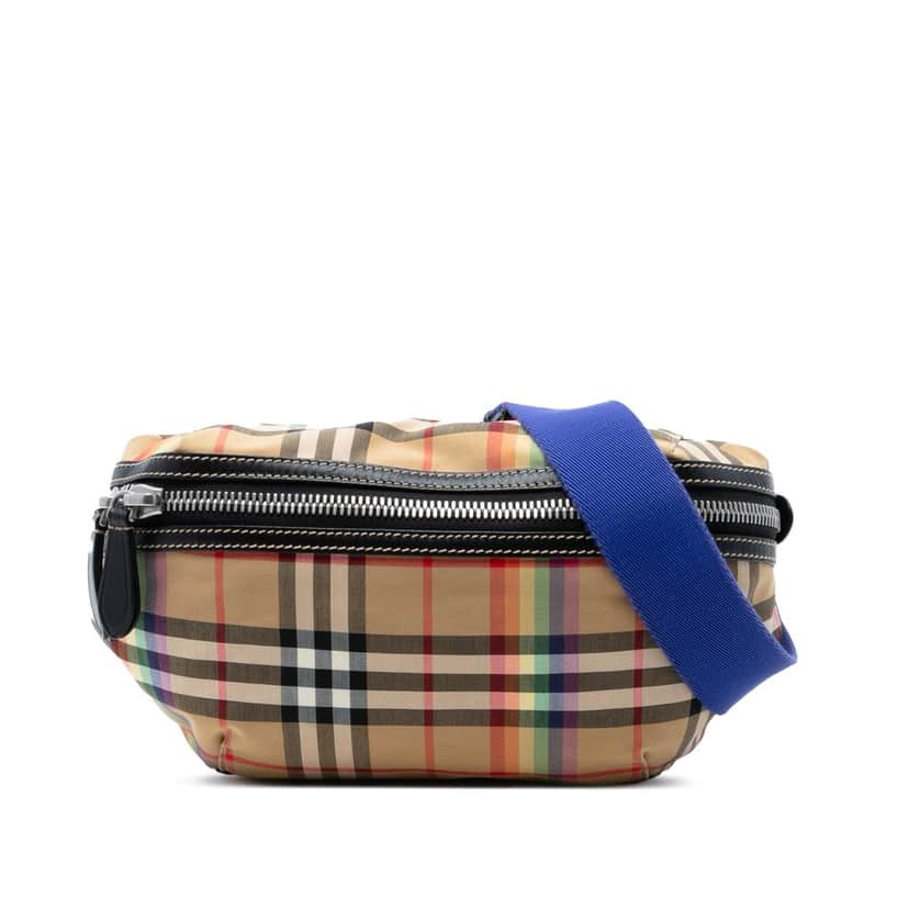 Burberry House Check Canvas Rainbow Sonny Belt Bag Beige Very good condition - Front View
