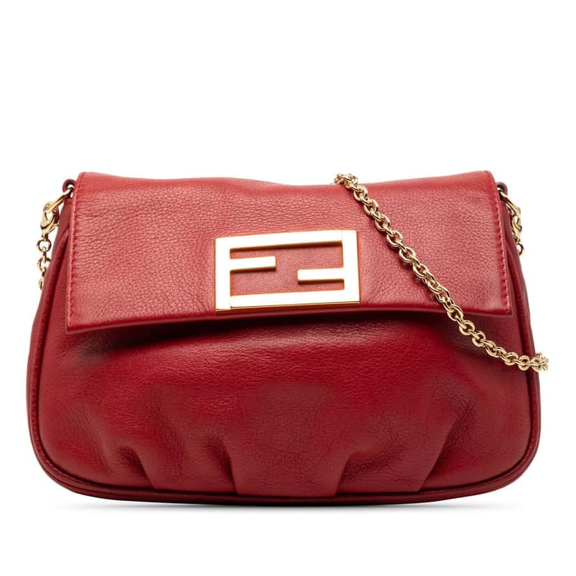 Fendi Leather Fendista Pochette Crossbody Red Leather Very good condition - Front View