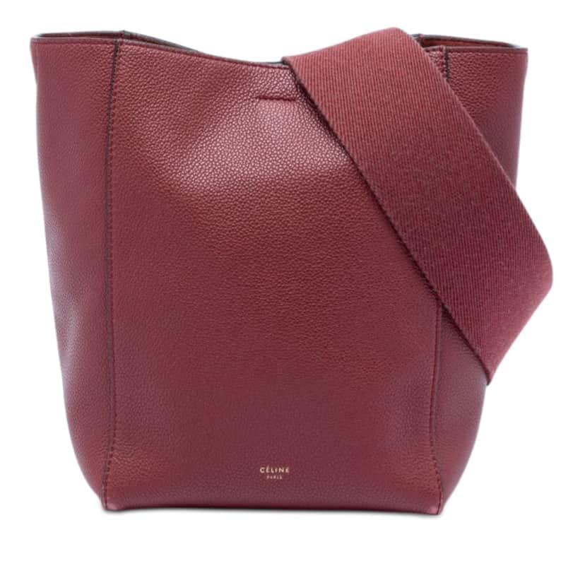 Celine Small Leather Seau Sangle Bucket Bag Red Leather Very good condition - Front View