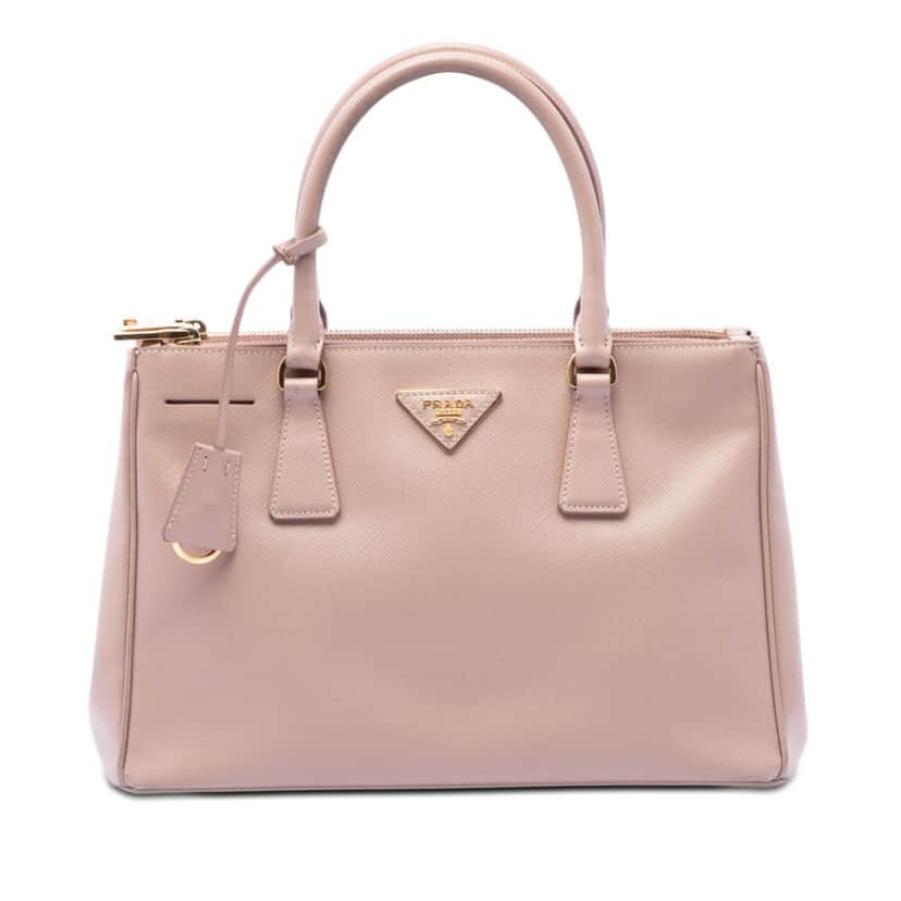 Prada Small Saffiano Lux Galleria Double Zip Satchel Pink Leather Very good condition - Front View