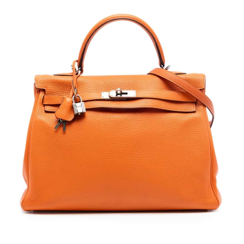 Hermès Togo Kelly II Retourne 35 Orange Leather Very good condition - Front View