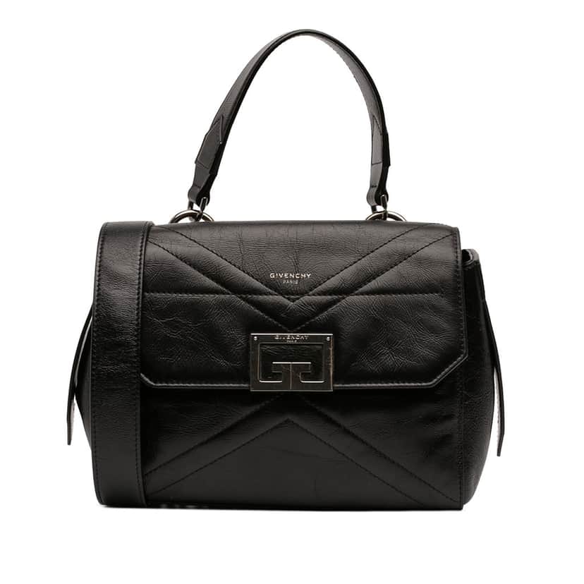Givenchy Small Glazed Crinkled Leather ID Flap Black Leather Very good condition - Front View