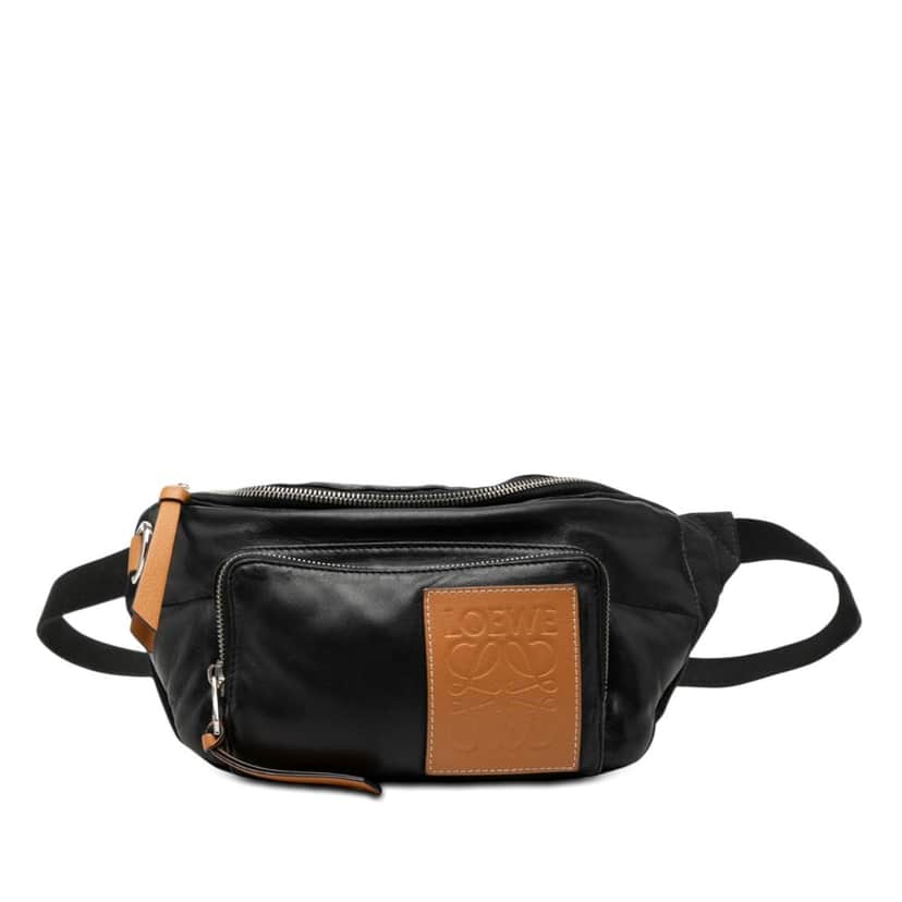 Loewe Nappa Anagram Puffy Belt Bag Black Leather Very good condition - Front View