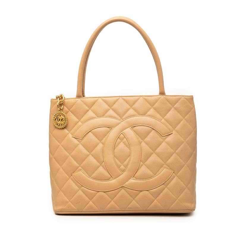 Chanel Caviar Medallion Tote Beige Leather Very good condition - Front View