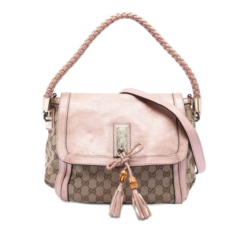 Gucci GG Canvas Bella Flap Satchel Beige Very good condition - Front View