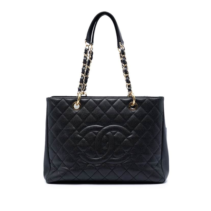 Chanel Caviar Grand Shopping Tote Black Leather Very good condition - Front View