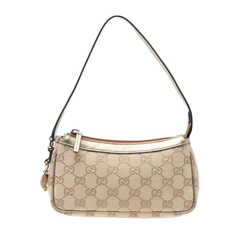 Gucci GG Canvas Shoulder Bag Beige Very good condition - Front View
