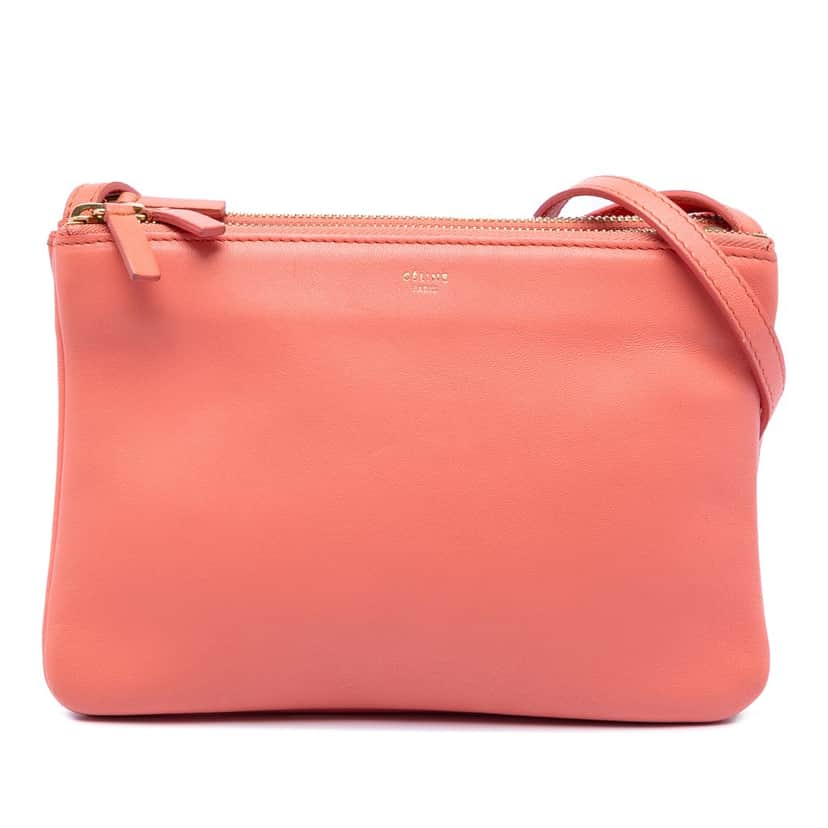 Celine Small Lambskin Trio Crossbody Pink Leather Very good condition - Front View