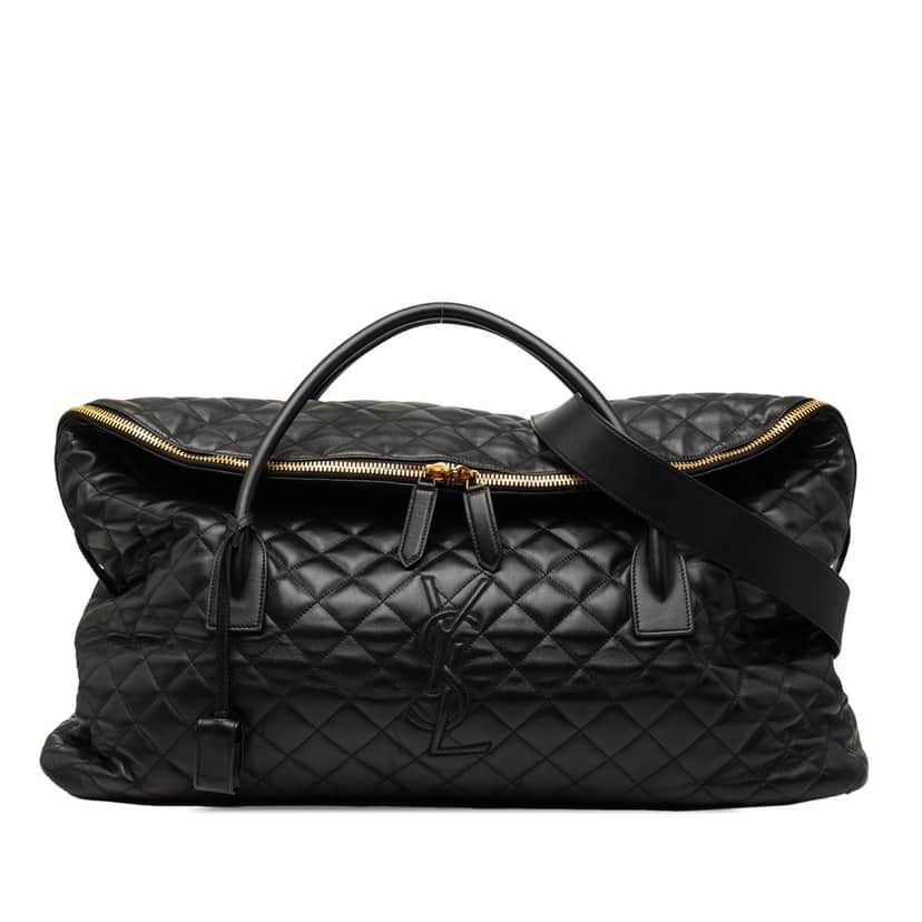 Saint Laurent Quilted Calfskin ES Giant Travel Bag Black Leather Very good condition - Front View