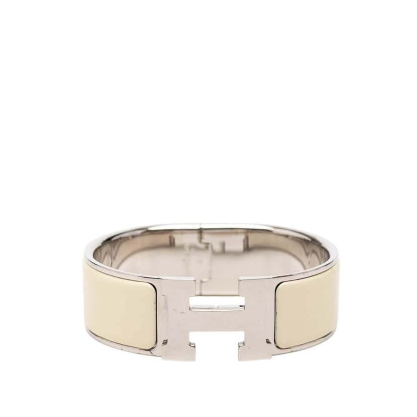 Hermès Wide Enamel Clic Clac H Bracelet PM Beige Very good condition - Front View
