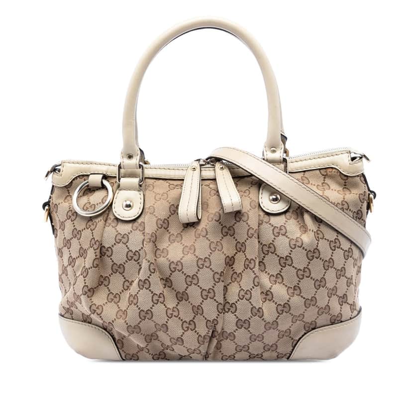 Gucci GG Canvas Sukey Satchel Beige Very good condition - Front View
