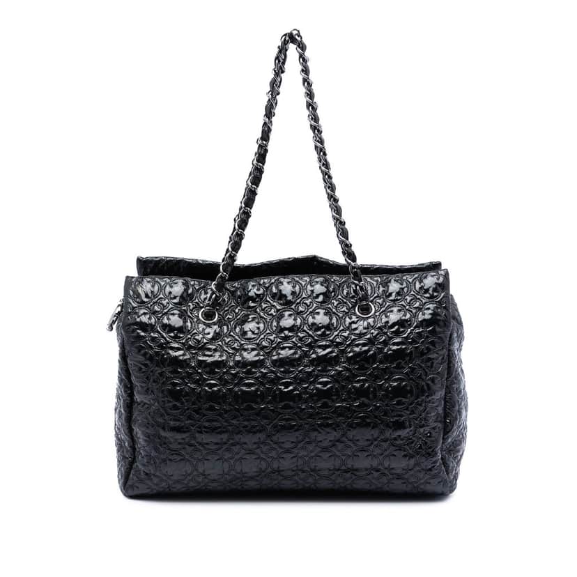 Chanel Quilted Vinyl Rock in Moscow Tote Black Plastic Very good condition - Front View