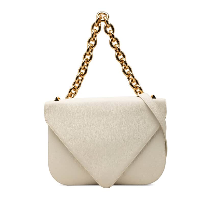 Bottega Veneta Medium Leather Mount Envelope Chain Bag White Leather Very good condition - Front View