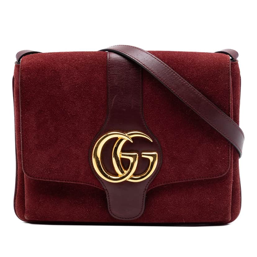 Gucci Medium Suede Arli Crossbody Red Leather Very good condition - Front View