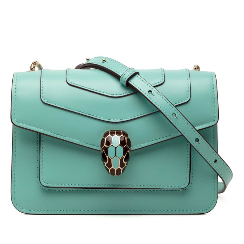 Bvlgari Leather Serpenti Forever Crossbody Blue Leather Very good condition - Front View