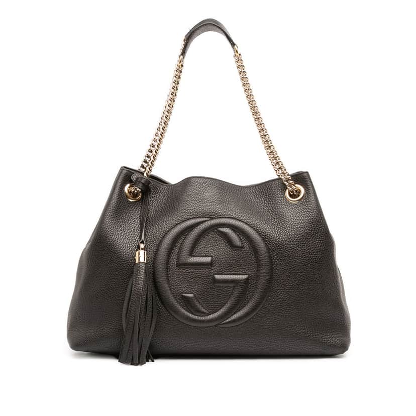Gucci Medium Calfskin Soho Chain Tote Black Leather Good condition - Front View