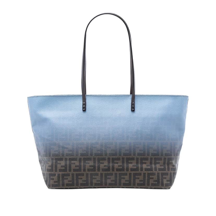 Fendi Medium Ombre Zucca Spalmati Roll Tote Blue Very good condition - Front View