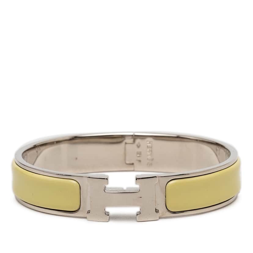 Hermès Narrow Enamel Clic H Bracelet PM Yellow Very good condition - Front View