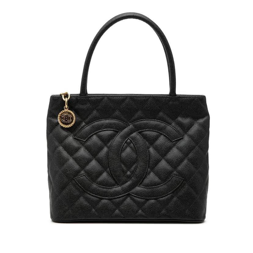 Chanel Caviar Medallion Tote Black Leather Very good condition - Front View