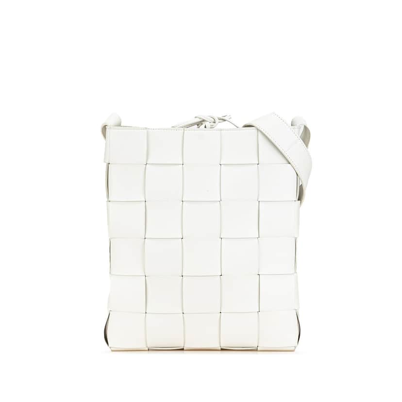 Bottega Veneta Nappa Intrecciato Cassette Messenger White Leather Very good condition - Front View