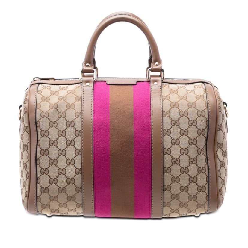 Gucci Medium GG Canvas Web Joy Boston Bag Beige Very good condition - Front View