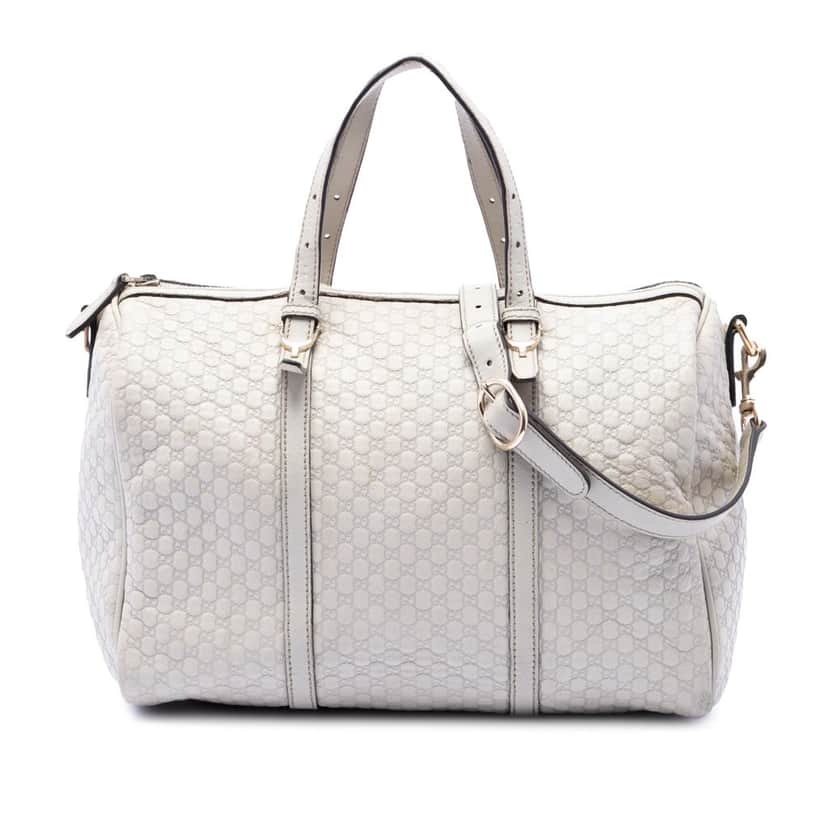 Gucci Microguccissima Nice Boston Bag White Leather Very good condition - Front View