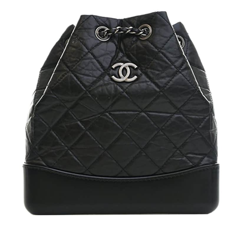 Chanel Small Quilted Aged Calfskin Gabrielle Backpack Black Leather Very good condition - Front View