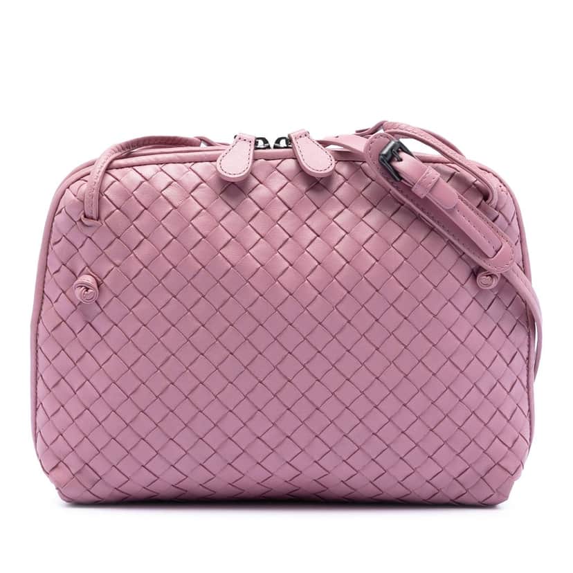 Bottega Veneta Nappa Intrecciato Nodini Crossbody Pink Leather Very good condition - Front View