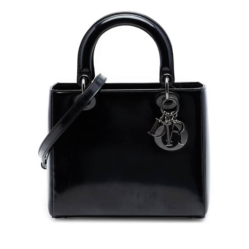 Dior Medium Patent Lady Dior Black Leather Very good condition - Front View