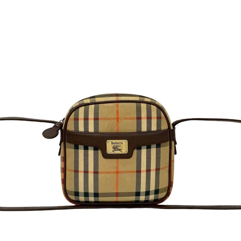 Burberry Haymarket Check Canvas Crossbody Beige Very good condition - Front View