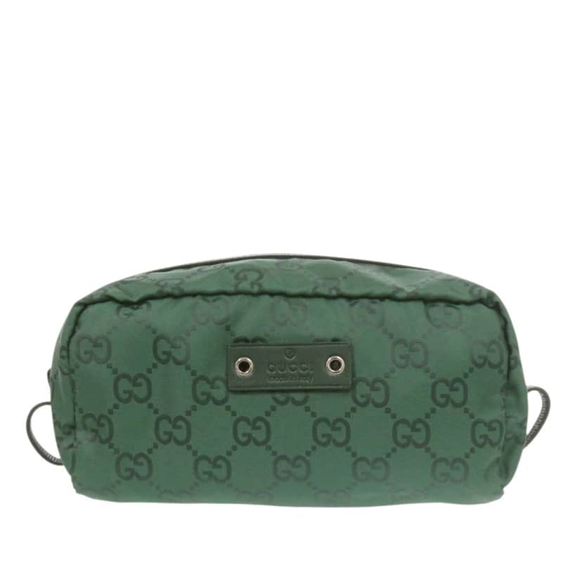 Gucci GG Nylon Cosmetic Pouch Green Very good condition - Front View