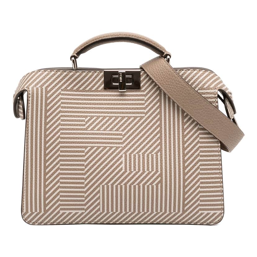 Fendi Small Zucca Leather Peekaboo ISeeU Satchel Brown Leather Very good condition - Front View