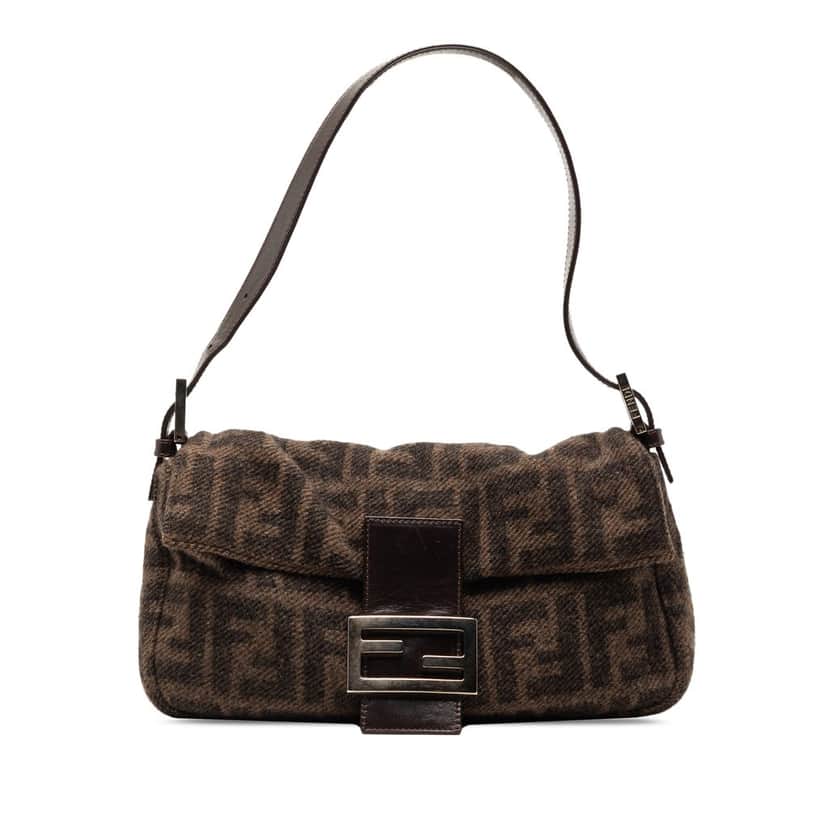 Fendi Mini Zucca Wool Baguette Brown Very good condition - Front View