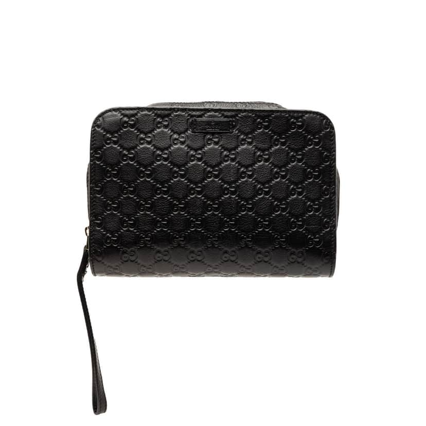 Gucci Guccissima Clutch Black Leather Very good condition - Front View