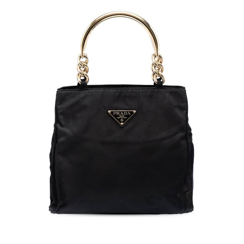Prada Tessuto Metal Handle Bag Black Very good condition - Front View