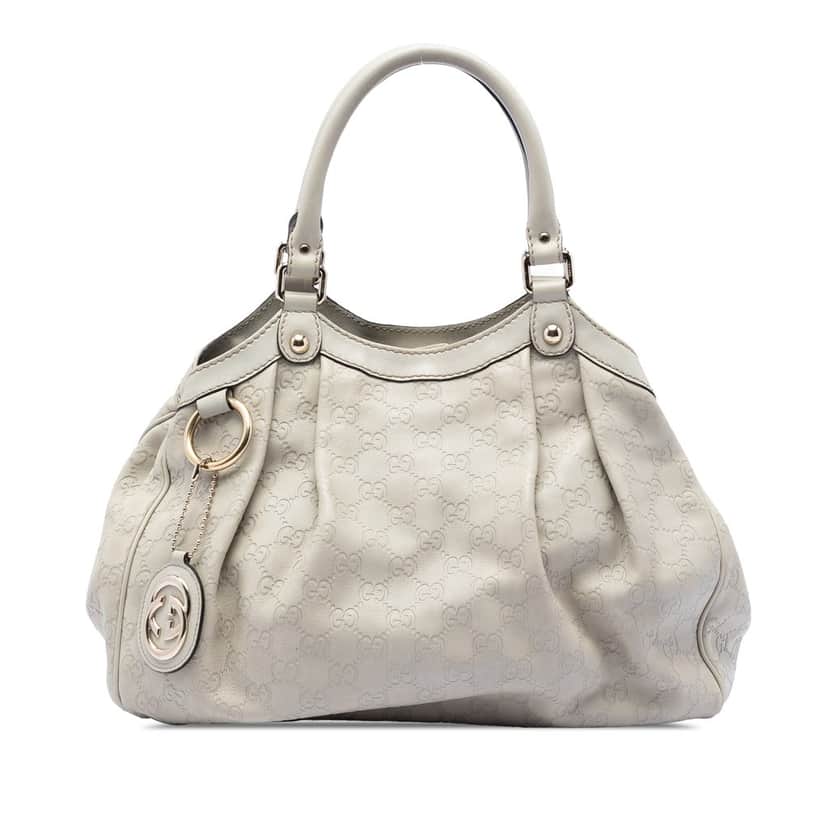 Gucci Medium Guccissima Sukey Tote White Leather Very good condition - Front View