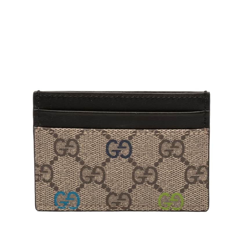 Gucci Multicolor GG Supreme Card Holder Beige Never worn - Front View