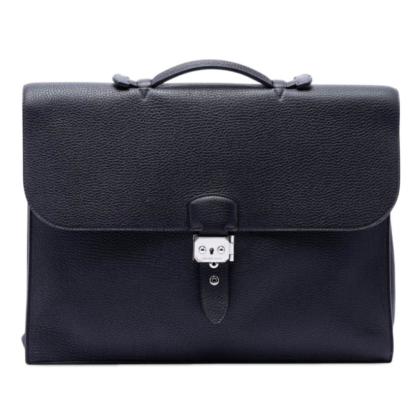 Hermès Togo Sac A Depeches 38 Black Leather Very good condition - Front View