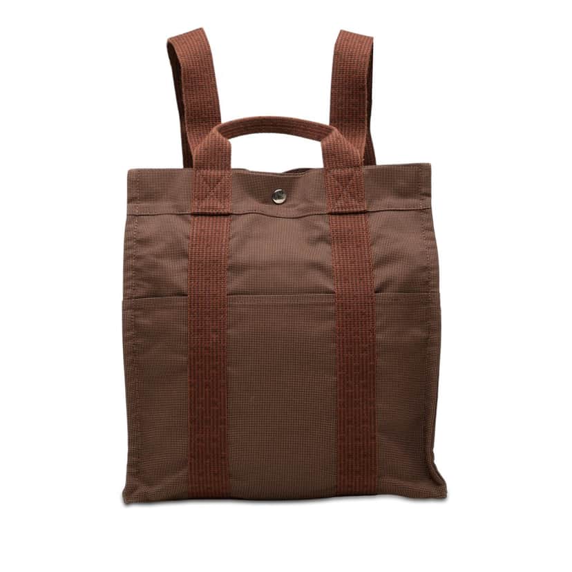 Hermès Canvas Herline Backpack MM Brown Very good condition - Front View