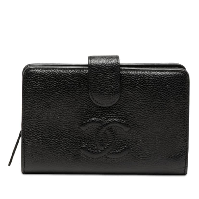 Chanel CC Caviar Bifold Wallet Black Leather Very good condition - Front View