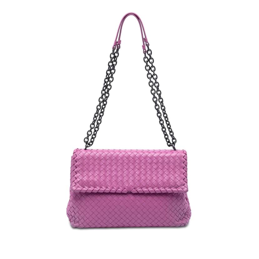 Bottega Veneta Medium Nappa Intrecciato Olimpia Shoulder Bag Purple Leather Very good condition - Front View