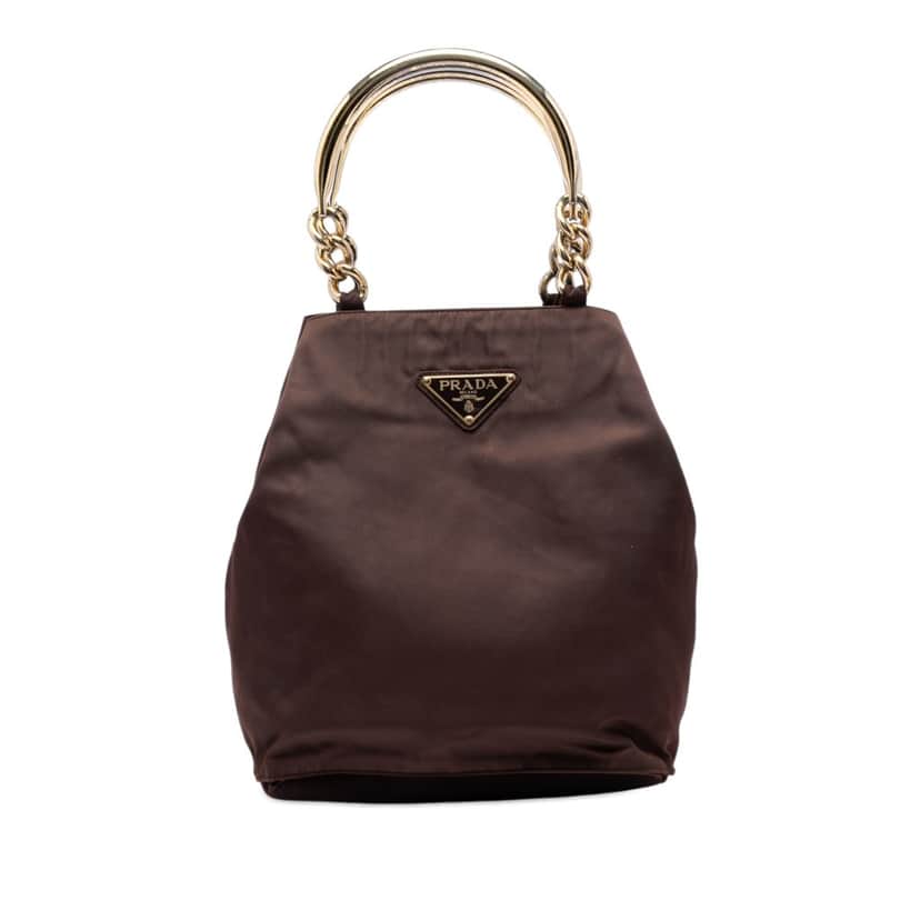Prada Tessuto Metal Handle Bag Brown Very good condition - Front View
