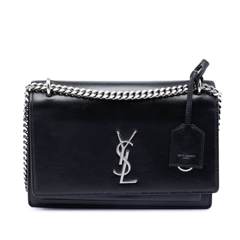 Saint Laurent Medium Calfskin Monogram Sunset Crossbody Black Leather Very good condition - Front View