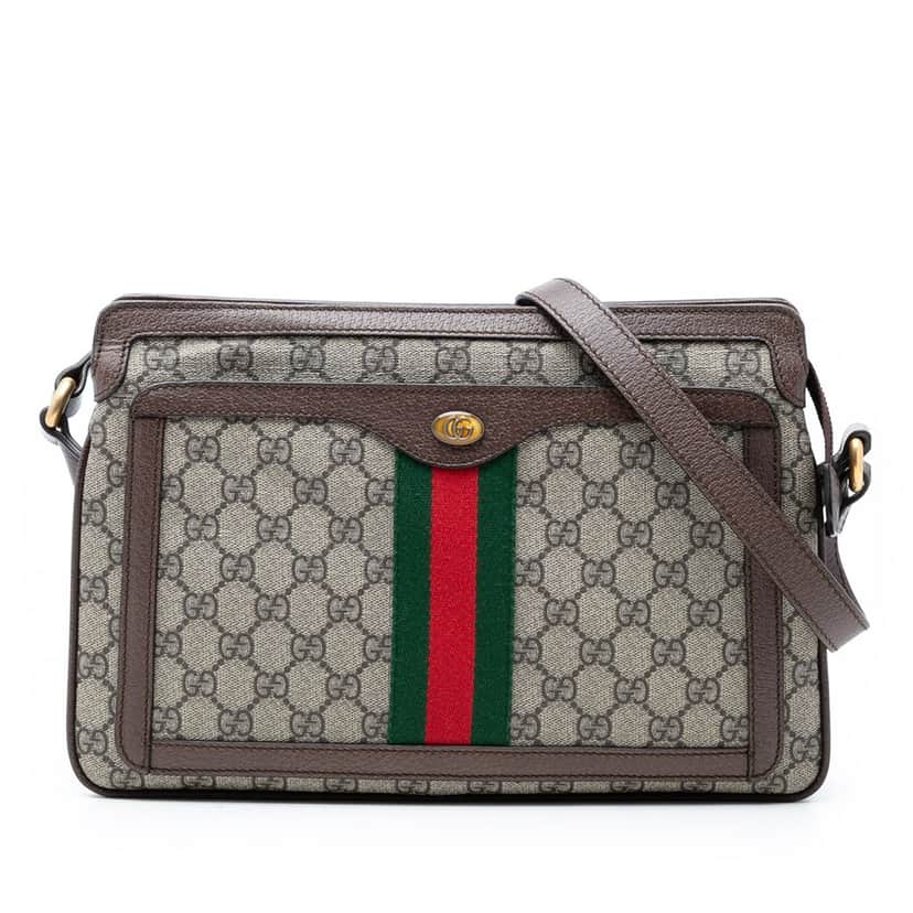 Gucci Medium GG Supreme Web Ophidia Crossbody Beige Very good condition - Front View