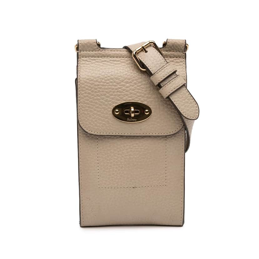 Mulberry Mini Grained Calfskin Antony Crossbody Beige Leather Very good condition - Front View