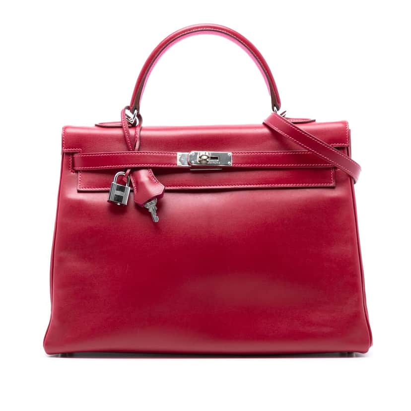 Hermès Box Calf Verso Kelly II Retourne 35 Red Leather Never worn, with tag - Front View