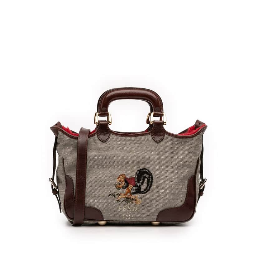 Fendi Embroidered Canvas Squirrel Satchel Other Very good condition - Front View