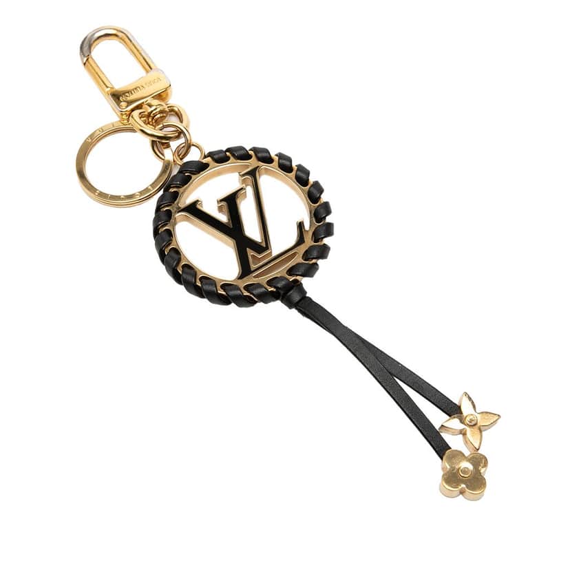Louis Vuitton Gold Plated Lambskin and Enamel Very Bag Charm and Key Holder Gold Metal Very good condition - Front View