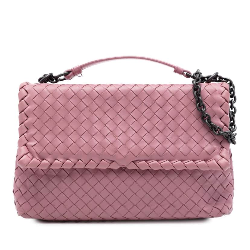 Bottega Veneta Small Nappa Intrecciato Olimpia Shoulder Bag Pink Leather Very good condition - Front View