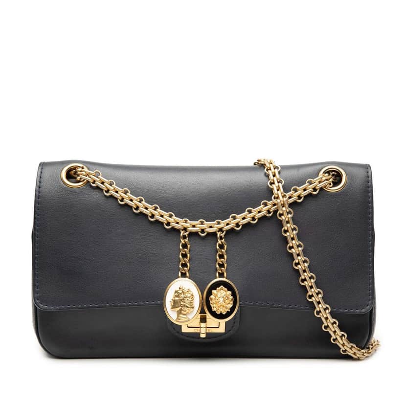 Chanel Calfskin Reissue 2.55 Medallion Nude Double Flap 225 Blue Leather Very good condition - Front View